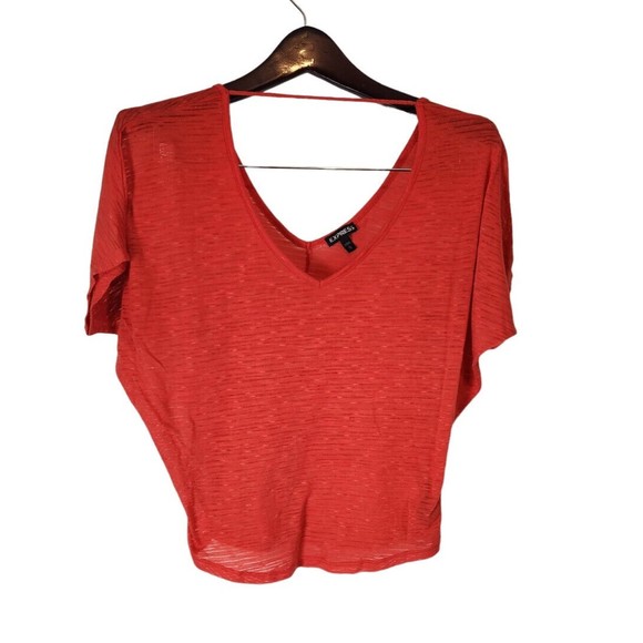 Express Women's Red V-Neck Short Sleeves‎ Pullover Top Size XS - Picture 1 of 6